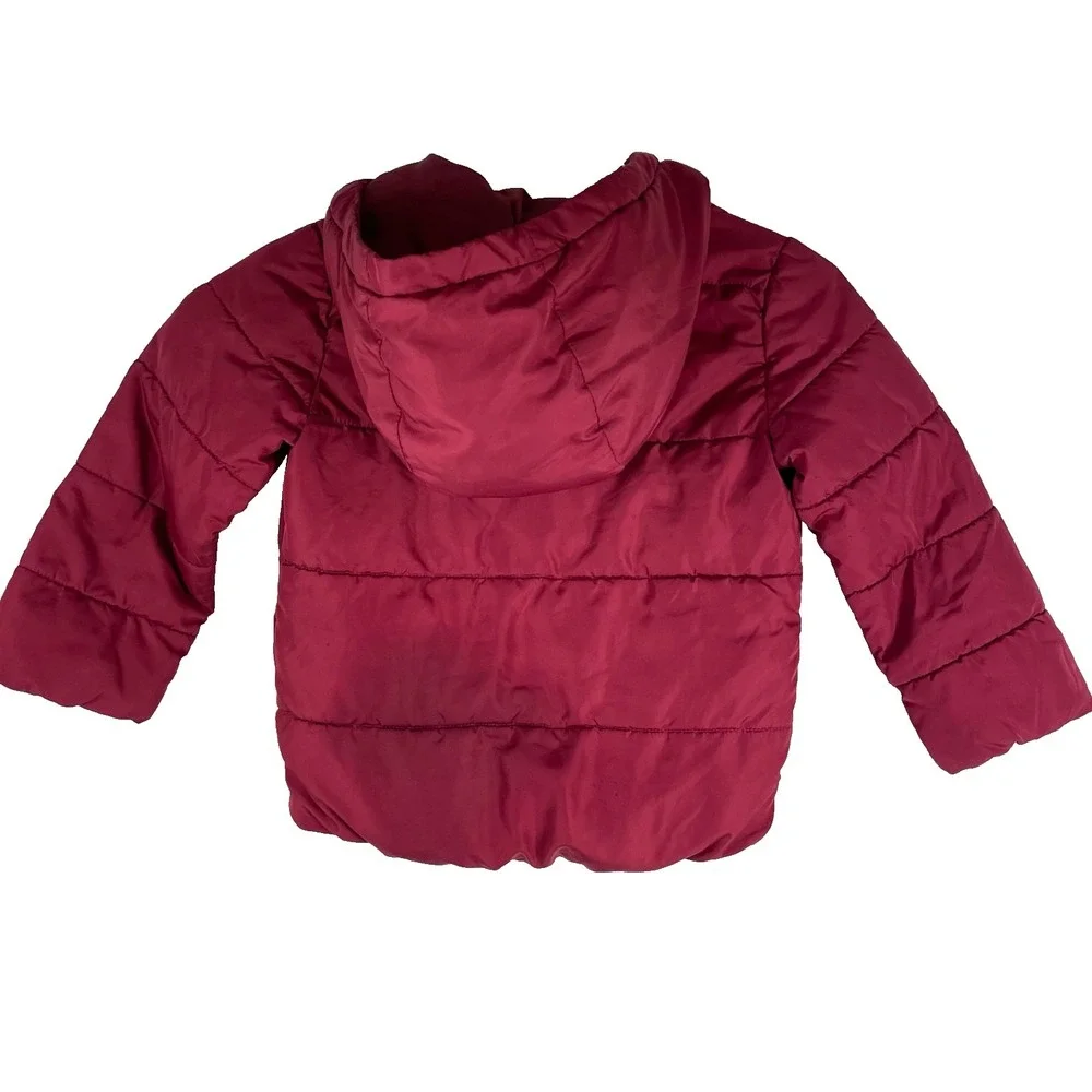 The Childrens Place Puffer Coat Little Girls 5T Winter Red Warm Hood Snow Ski